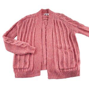Madewell XS Pink Mauve Cable Knit Cardigan Sweater Oversized Acrylic‎ Blend